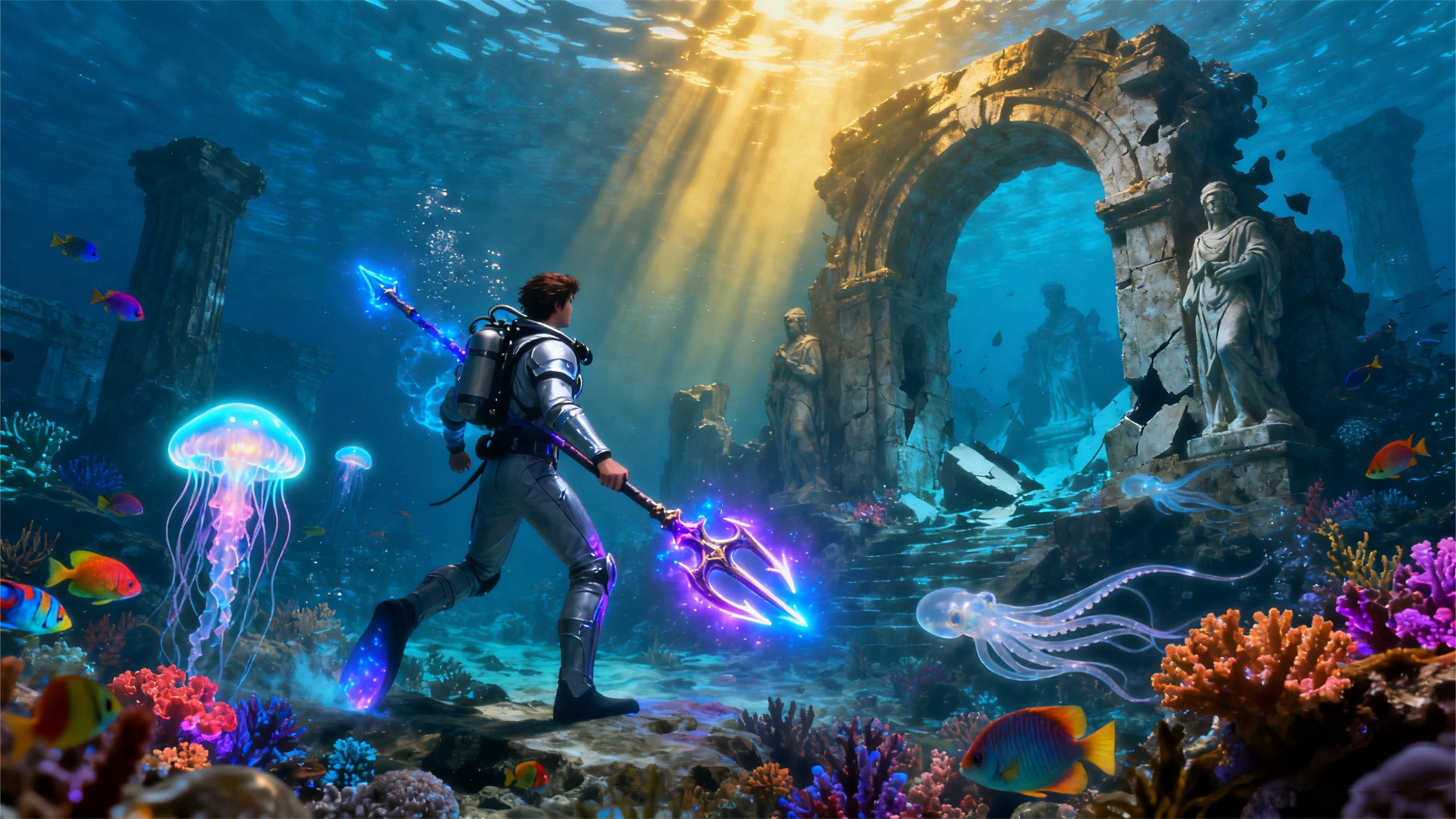 Ocean Explorer game cover - underwater adventure with vibrant marine life and treasure chests